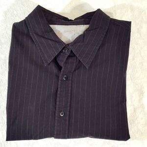 Calvin Klein Jeans Men's Button-Down Shirt Black with Red pinstripes Size XL